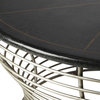 Coffee Table Cocktail Hourglass Base Black Brown Silver Distressed