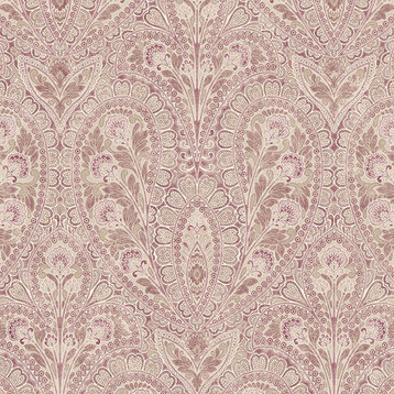 Paisley Floral Wallpaper, Burgundy, Sample