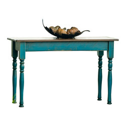 Designs in Wood - Designs in Wood Peacock Blue Walnut Sofa Table - Side Tables And End Tables