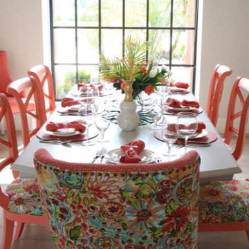 Colorful Coral Florida Dining Room