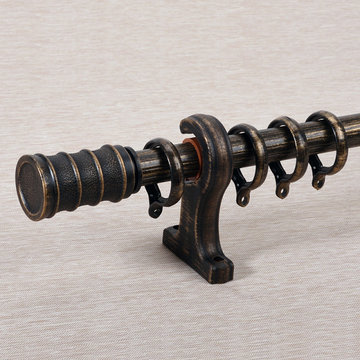 QYR4123 1-1/8" Antique Black White Green Bamboo Finial Aluminum Alloy Single Dou