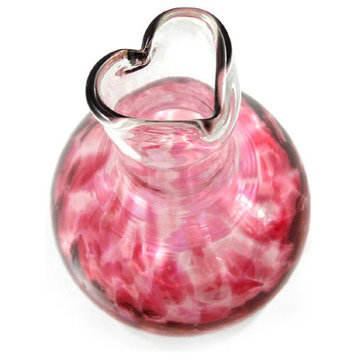 American Made Blown Glass Heart-Stemmed Bud Vase, Pink