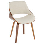 Lumisource - Lumisource Fabrizzi Dining/Accent Chair, Cream - The wide welcoming seat in this occasional chair beckons for one to sit and relax for a while. A scooped, contoured seat and curved back add to its modern, yet comfortable design. The woven fabric upholstery, available in grey or blue, is wrapped in bentwood for a stunning and dramatic effect.