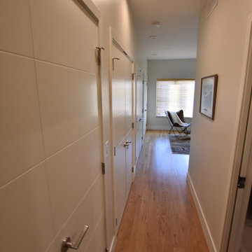 Beautiful modern bathroom with linear sensibilities