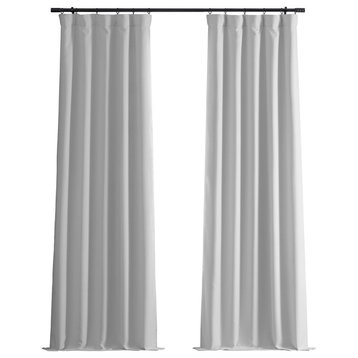 Signature Faux Linen Blackout Curtain Single Panel, Mission White, 50"w X 96"l