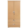 Pemberly Row Wood 2-Door Wardrobe Armoire with 2-Drawers in Maple