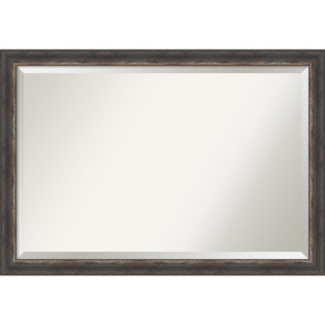 Bark Rustic Char Narrow Beveled Bathroom Wall Mirror - 39.5 x 27.5 in.