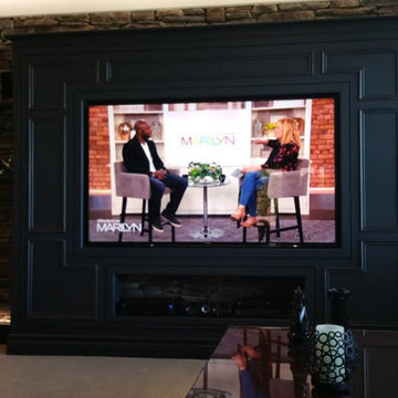 cultured stone and drywall tv cabinet