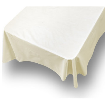 70'' Round, Vinyl Tablecloth with Polyester Flannel Backing in Ivory