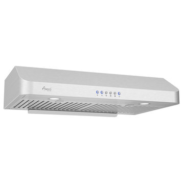 Awoco Rectangle Vent Range Hood With Stainless Steel Cabinets, 30"