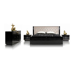 BELLAGIO LUXURIOUS TRANSITIONAL CROCODILE LACQUER BED - Products