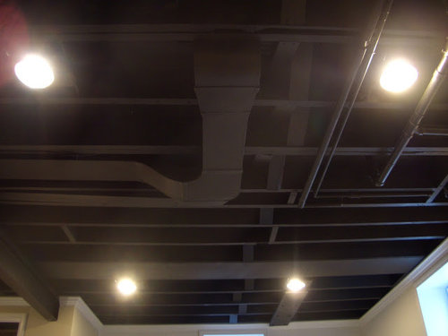 Flat Paint For Exposed Basement Ceiling, How To Spray Basement Ceiling Black