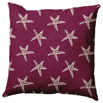 Starfish Polyester Indoor Pillow, Maroon Red, 26"x26"
