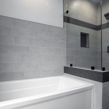 2 Full bathrooms & a new Powder room modern remodeling in Woodland Hills CA