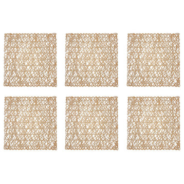 DII Taupe Woven Paper Square Placemat, Set of 6