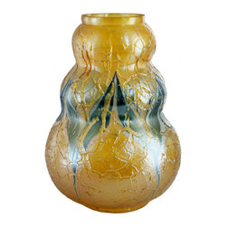 Rare American Durand Art Glass Amber Crackle Table Lamp Base - Products