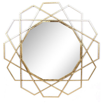 Metal 35" Geometric Mirror, Gold