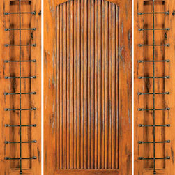 Knotty Alder Exterior Prehung Door With Two Sidelites, Tambour - Front Doors