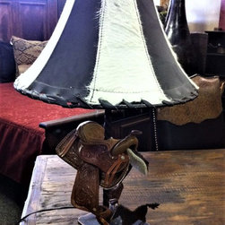 Cowhide & Leather Lamp Shade - Lamp Shades