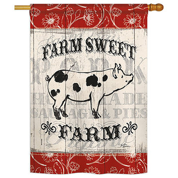 Sweet Farm Pig Nature, Everyday House Flag 28"x40"