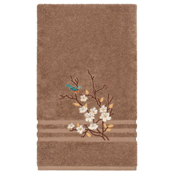 Linum Home Textiles Spring Time Embellished, Latte, Bath Towel, 2-Piece Set