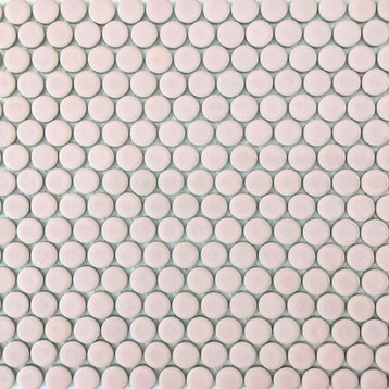 Penny Round Mosaic Tile, 12x12", Soft Pink