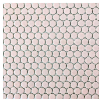 Penny Round Mosaic Tile, 12x12", Soft Pink