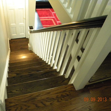 New Stair and Rail - painted Box Newels and Balusters with stained Handrail