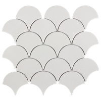 MTO0341 Modern Fan Fish Scale White Gray Glossy Ceramic Mosaic Tile