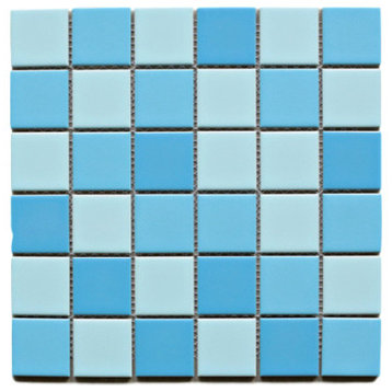 11.75"x11.75" Sasha Grid Mosaic Tile Sheet, Creamy Blue