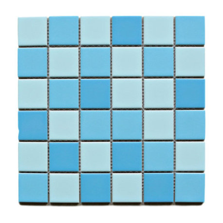 11.75"x11.75" Sasha Grid Mosaic Tile Sheet, Creamy Blue