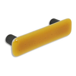CKP - Art Glass Pull, Medium Amber, Oil-Rubbed Bronze Base - Cabinet And Drawer Handle Pulls