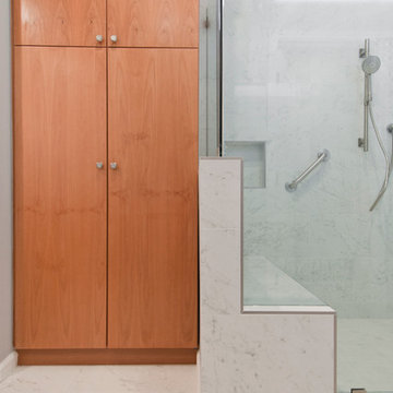 Calabasas Master Bath Remodel with Custom Storage and Marble Shower