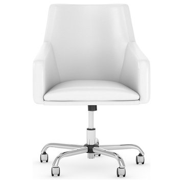 Cabot Mid Back Leather Box Chair, White
