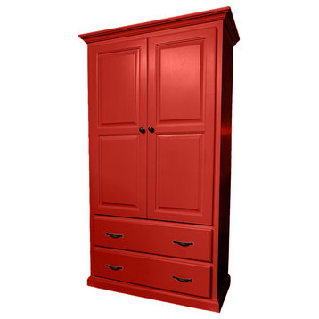 Traditional Kitchen Pantry With drawers, Persimmon Red