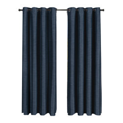 Royal Tradition - Galleria Blackout Thermal Insulated Stripe Curtain, Navy, 54"x84" Single - Curtains