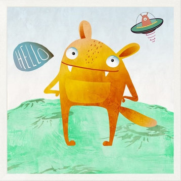 "Alien Friend Number 4" Framed Canvas Giclee by Skip Teller, 33x33"
