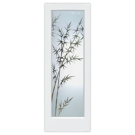 Front Doors - Bamboo Forest Frosted Glass Design - 30" x 80" - CUSTOMIZE ANY...