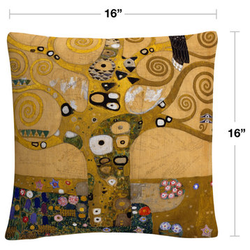 Gustav Klimt 'Tree of Life Soclet Frieze 1905' Decorative Throw Pillow