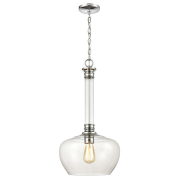 ELK LIGHTING 46845/1 Glasgow 1-Light Pendant in Polished Chrome with Clear Glass
