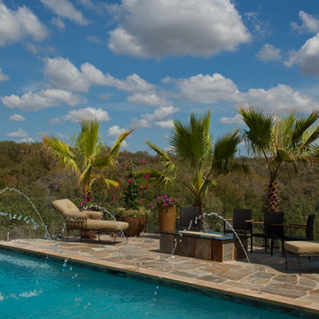 Infinity Edge Pool With Fire Feature