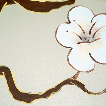 Panda Mural {Hand-Painted} - Cherry Blossom