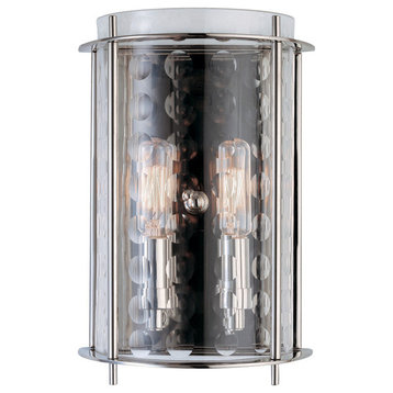 Esopus, Two Light Wall Sconce, Polished Nickel Finish, Clear Glass Shade