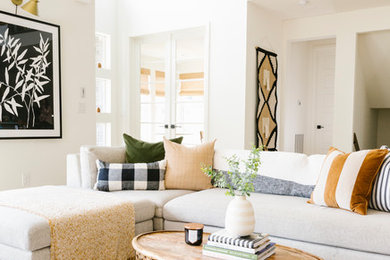 Cottage living room photo in Denver