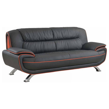 Allesio Contemporary Premium Leather Match Sofa, Black