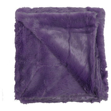 Double Sided Over-Sized Faux Fur Throw Blanket, Purple, 70''x80''