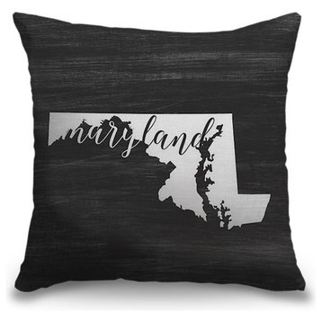 "Home State Typography - Maryland" Outdoor Pillow 16"x16"