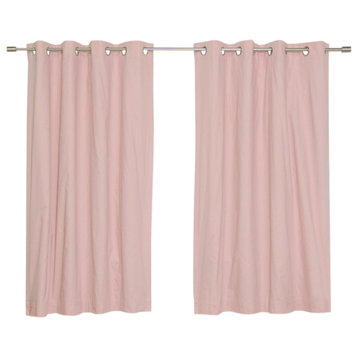 Solid Cotton Blackout Curtain, Pink, 52"x84"