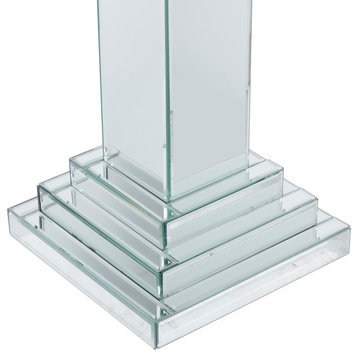 Glam Silver Glass Pedestal Table 87202