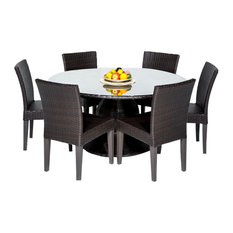 Napa 60" Outdoor Patio Dining Table with 6 Armless Chairs